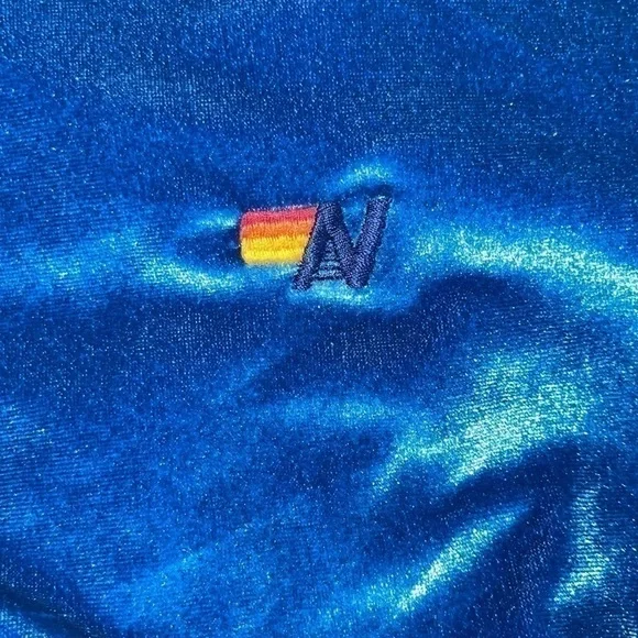 NWT Aviator Nation Classic Velvet Sweatshirt // Vintage Blue 5-Stripe - Picture 5 of 7